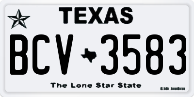 TX license plate BCV3583