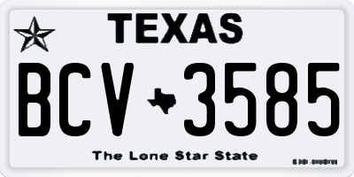TX license plate BCV3585