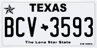 TX license plate BCV3593