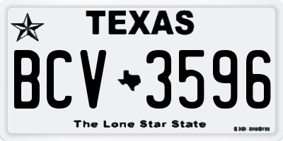 TX license plate BCV3596