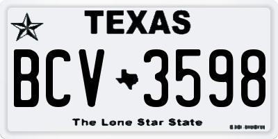 TX license plate BCV3598