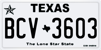 TX license plate BCV3603