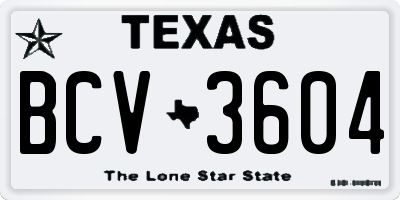 TX license plate BCV3604