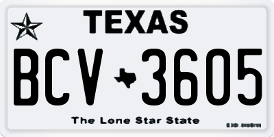 TX license plate BCV3605