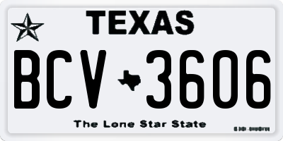 TX license plate BCV3606