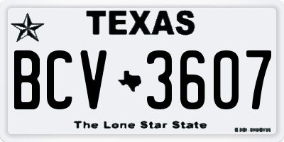 TX license plate BCV3607