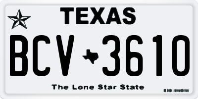 TX license plate BCV3610