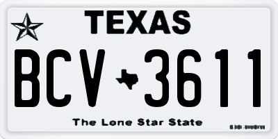 TX license plate BCV3611