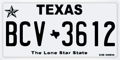 TX license plate BCV3612
