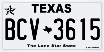TX license plate BCV3615