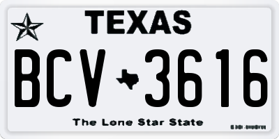 TX license plate BCV3616