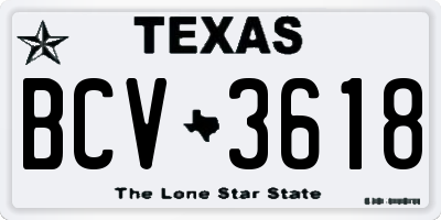 TX license plate BCV3618
