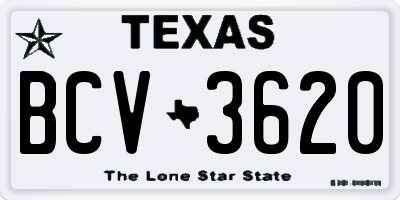 TX license plate BCV3620