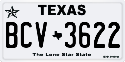 TX license plate BCV3622