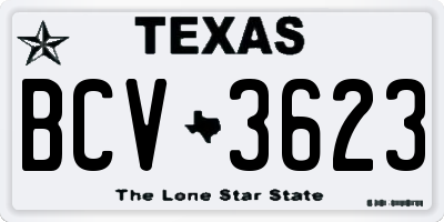 TX license plate BCV3623