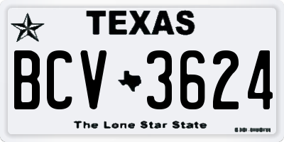TX license plate BCV3624