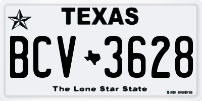 TX license plate BCV3628