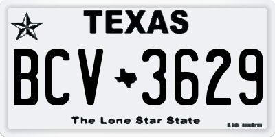 TX license plate BCV3629