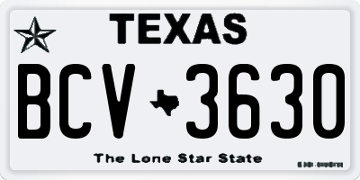 TX license plate BCV3630