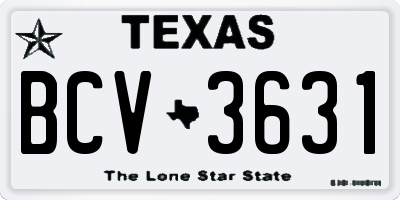 TX license plate BCV3631