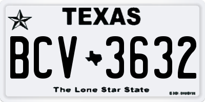 TX license plate BCV3632