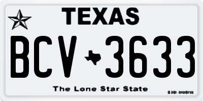 TX license plate BCV3633