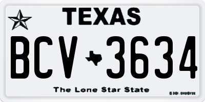 TX license plate BCV3634