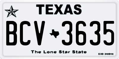 TX license plate BCV3635