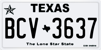 TX license plate BCV3637