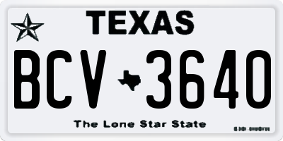 TX license plate BCV3640