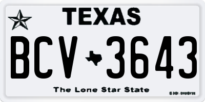 TX license plate BCV3643