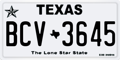 TX license plate BCV3645