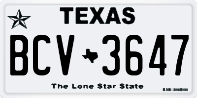 TX license plate BCV3647