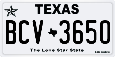 TX license plate BCV3650