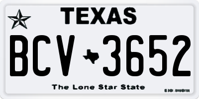 TX license plate BCV3652