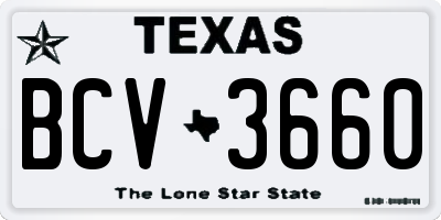 TX license plate BCV3660