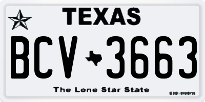 TX license plate BCV3663