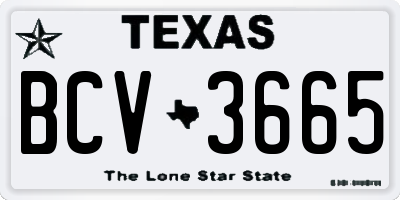 TX license plate BCV3665