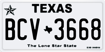 TX license plate BCV3668