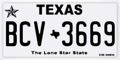 TX license plate BCV3669