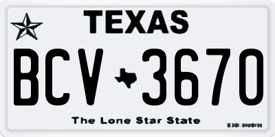 TX license plate BCV3670