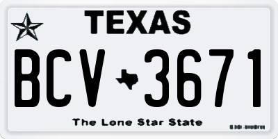 TX license plate BCV3671
