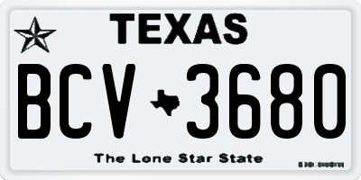 TX license plate BCV3680