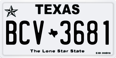 TX license plate BCV3681