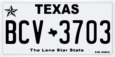 TX license plate BCV3703