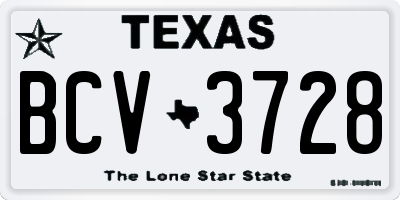 TX license plate BCV3728