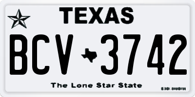 TX license plate BCV3742