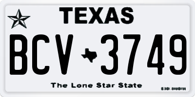TX license plate BCV3749