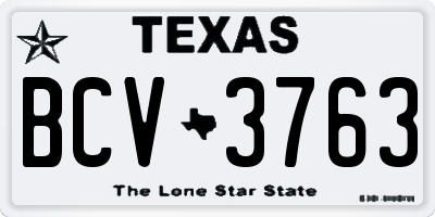 TX license plate BCV3763