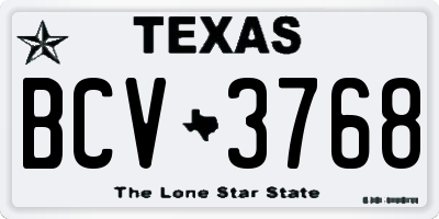 TX license plate BCV3768